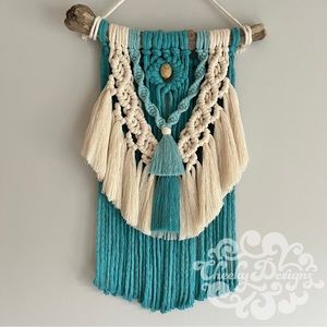 Adorable boho macrame wall hanging with gemstone